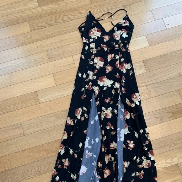 chinese dress ladies Thea High Slit Satin Maxi Gown – honey